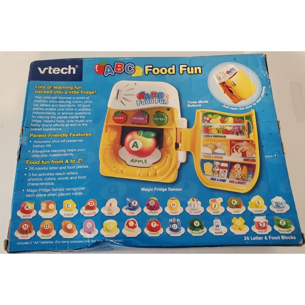 VTech ABC Food Fun Magnetic Learning Phonics & Letters Colors Words Food - New